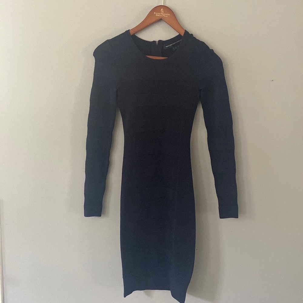 French Connection Navy Long Sleeve Bodycon Dress